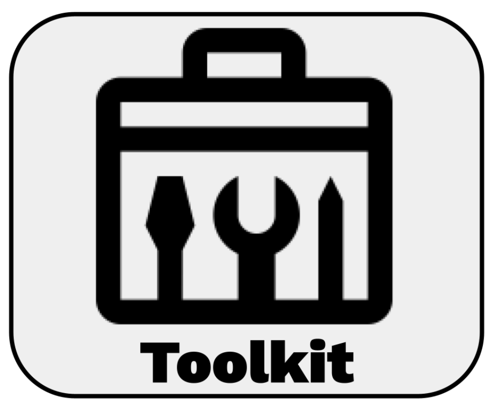 Image of toolbox with text that reads "toolkit"